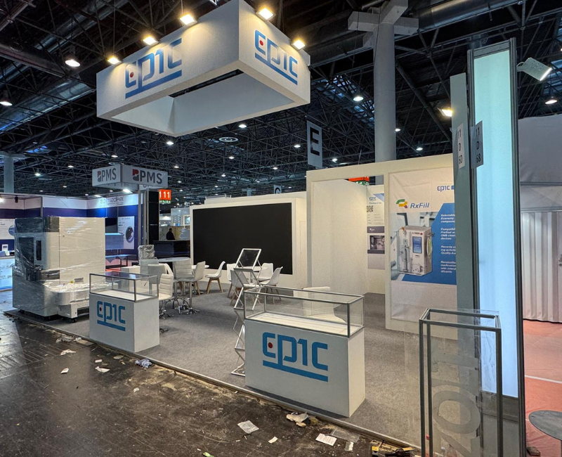 TradeShow Booth Design-expocreators, Custom Trade Show Booth by Expo Creators for EPIC, featuring a sleek design, turnkey fabrication, modern branding, and display solutions.